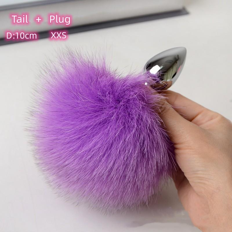Настоящие волосы, кроличий хвост, анальные секс-игрушки с отделяемой металлической анальной пробкой Anue для пары, флирта, очаровательные косплей-игры, эротические