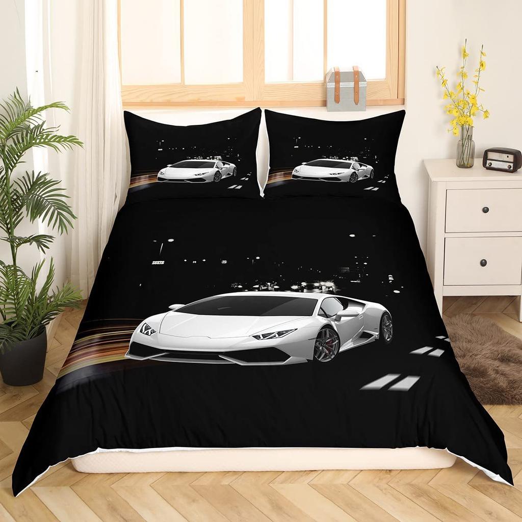 Racing Pattern Digital Printing Quilt Cover Three-Piece Youth Bedding Bedroom Decoration