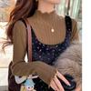 Wood Ear Edge Atmosphere Knitted Sweater Women's Spring Semi-turtleneck Inner Top Autumn and Winter Texture Base Sweater