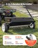 Tow Behind Lawn Spreader with Aeration Spikes, 0.81m Spreading Width, Broadcast Spreader with Universal Hitch, Garden Seeder & Soil Aerator with