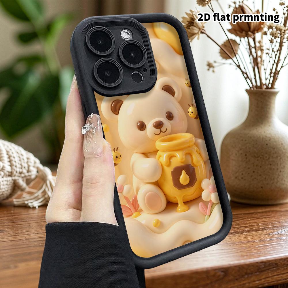Чехол для телефона: 2D плоский дизайн, подходит для защитного чехла iPhone 18 17 16 15 14 13 Pro, медовый медведь, идеальный подарок на Рождество и Хэллоуин