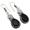 Черный Спинальный Драгоценный Камень Ручной Работы Подарок Для Нее Серебряные Ювелирные Изделия Серьги 1,5''