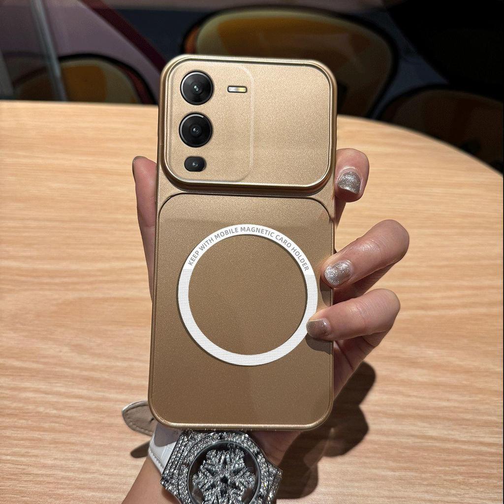 Магнитный чехол из ТПУ с металлическим покрытием для Vivo V25 Pro 5G, V25 Pro, противоударная матовая мягкая крышка