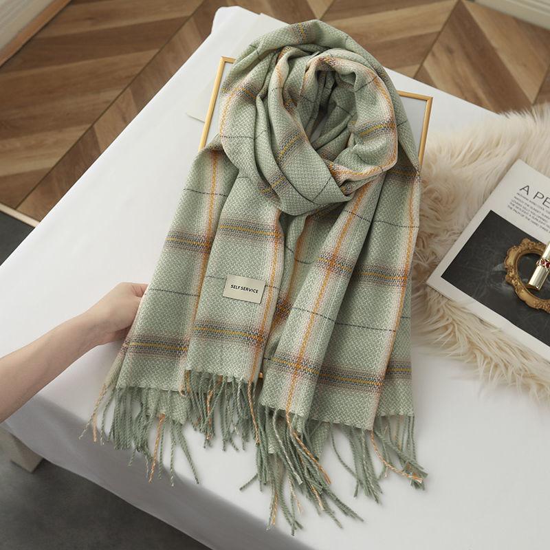 Korean Style Plaid Scarf Women's New Autumn and Winter Imitation Cashmere Fashion British Versatile Warm Student Couple Scarf Shawl