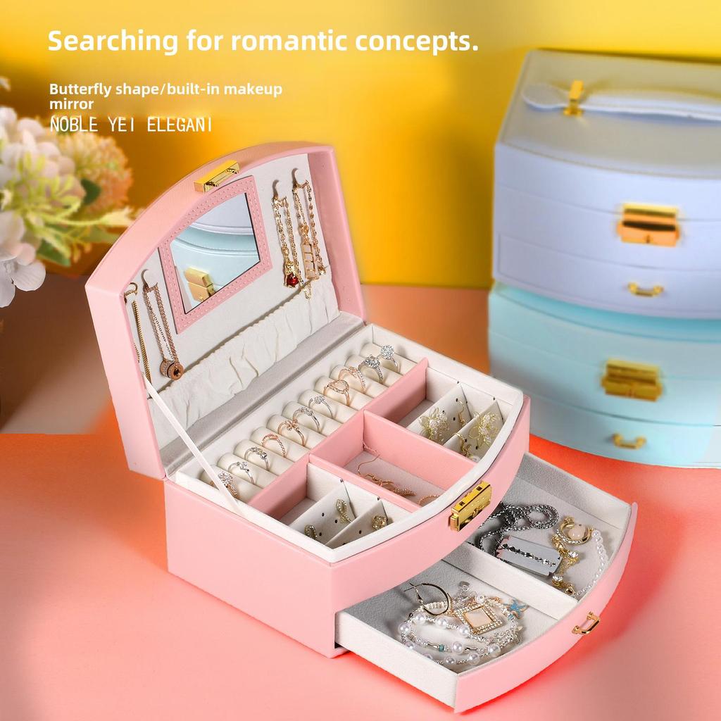 Запираемая многослойная шкатулка для сережек – ящик для хранения детских вещей Princess