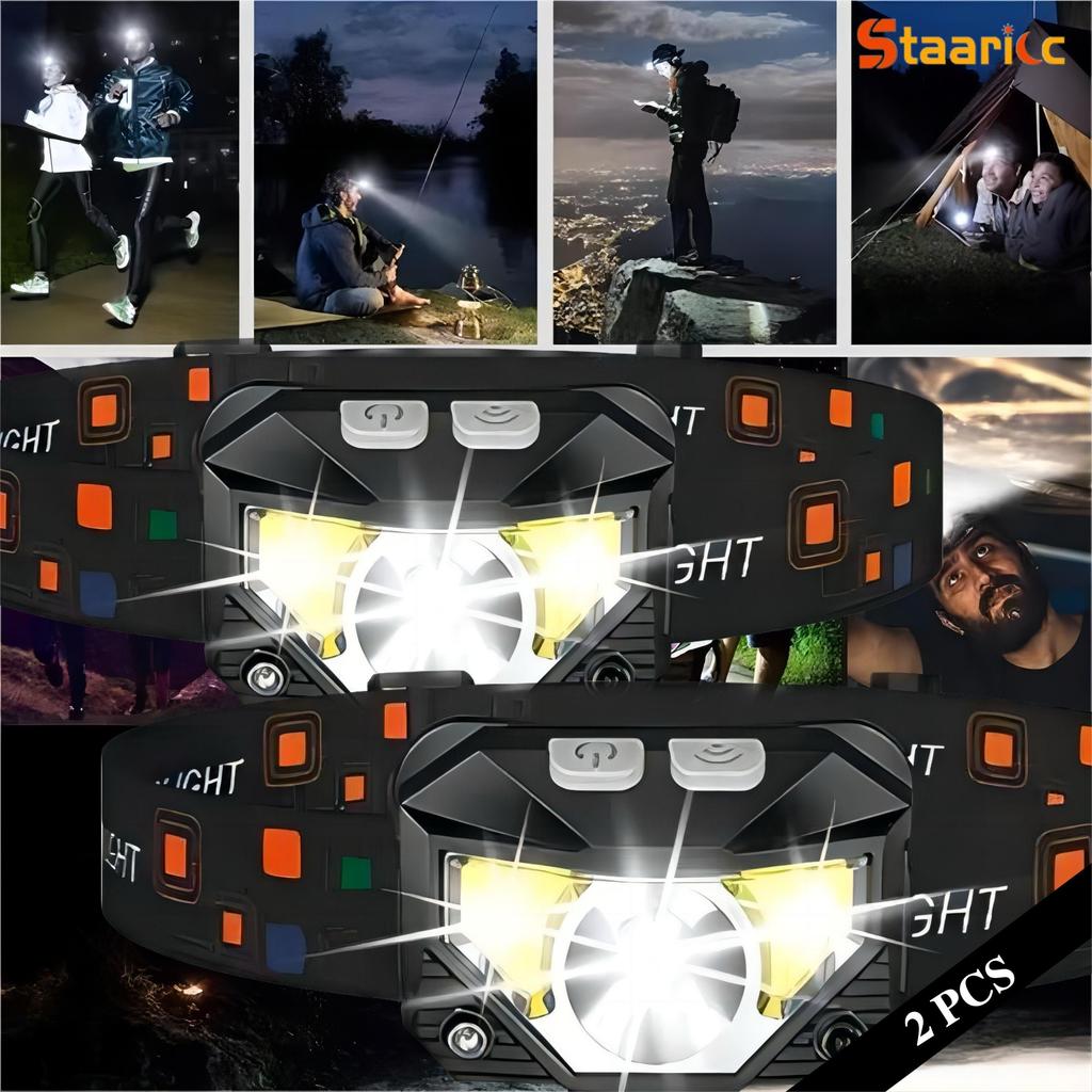 1200mAh Ultra Bright LED Rechargeable Headlight with Motion Sensor and 8 Lighting Modes Suitable for Outdoor Camping, Running, and Fishing