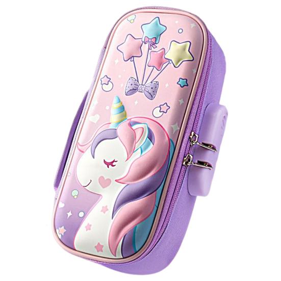 Сумка-карандаш, двухслойная 3D-печать, гладкая двойная молния, дизайн с паролем, милый узор кролика, компактная коробка для канцелярских принадлежностей с ручкой, ежедневное использование