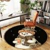 1PC snowman leopard print Office Round Area Rug, Under Office Chairs Bedroom Living Room Home Decor, Carpet for Office -1110143