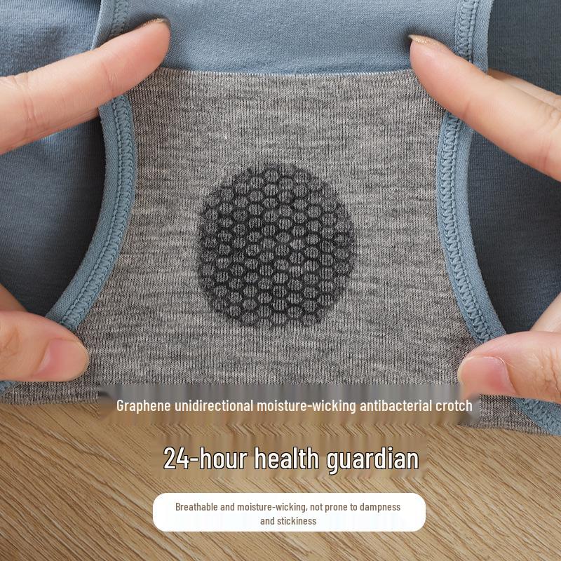 Graphene Women's Mid-Waist Pure Cotton Panties with Antibacterial Crotch, Plus Size Tummy Control, and Hip Lifting Briefs.