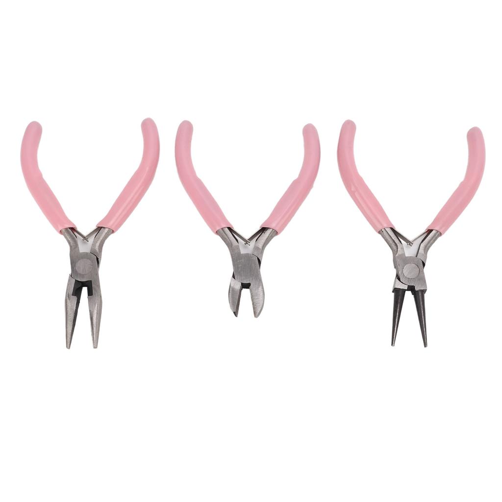 3 шт. Розовые ювелирные плоскогубцы Круглые Игольчатые Диагональные Носики Углеродистая Сталь Прочный Долговечный Набор Плоскогубцев для Поделок DIY