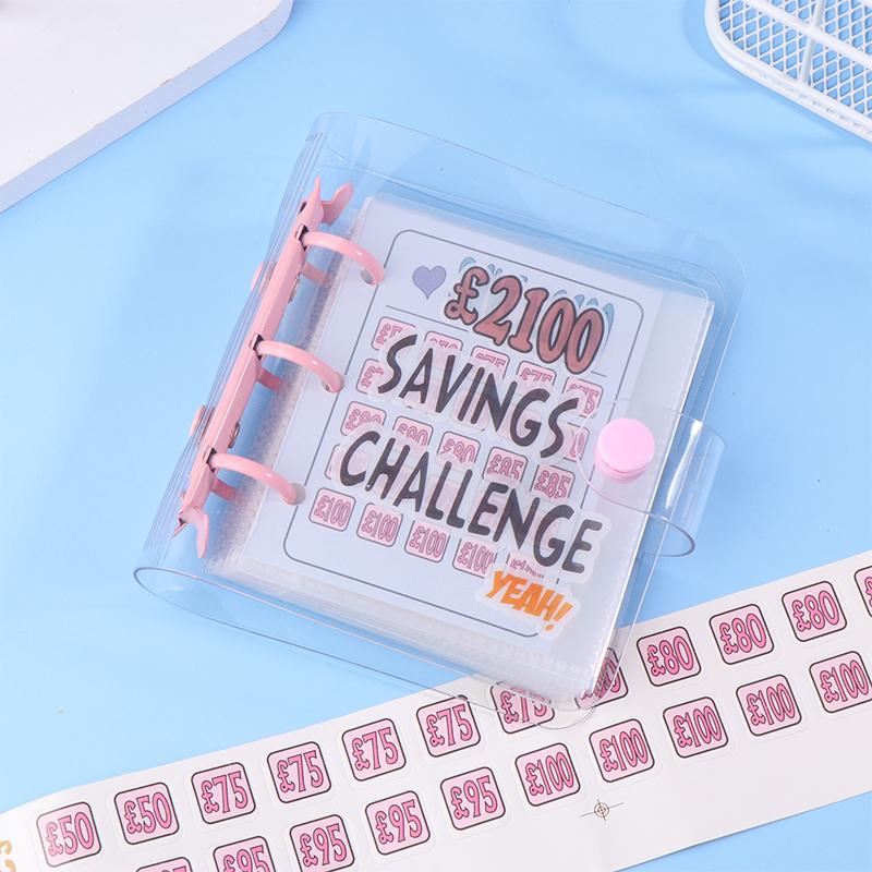 Мини-папка Savings Challenge £150/300/500/2100/5000 Папка для экономии денег, 3 отверстия, ПВХ-папка, блокнот, бюджетная книга для хранения наличных денег