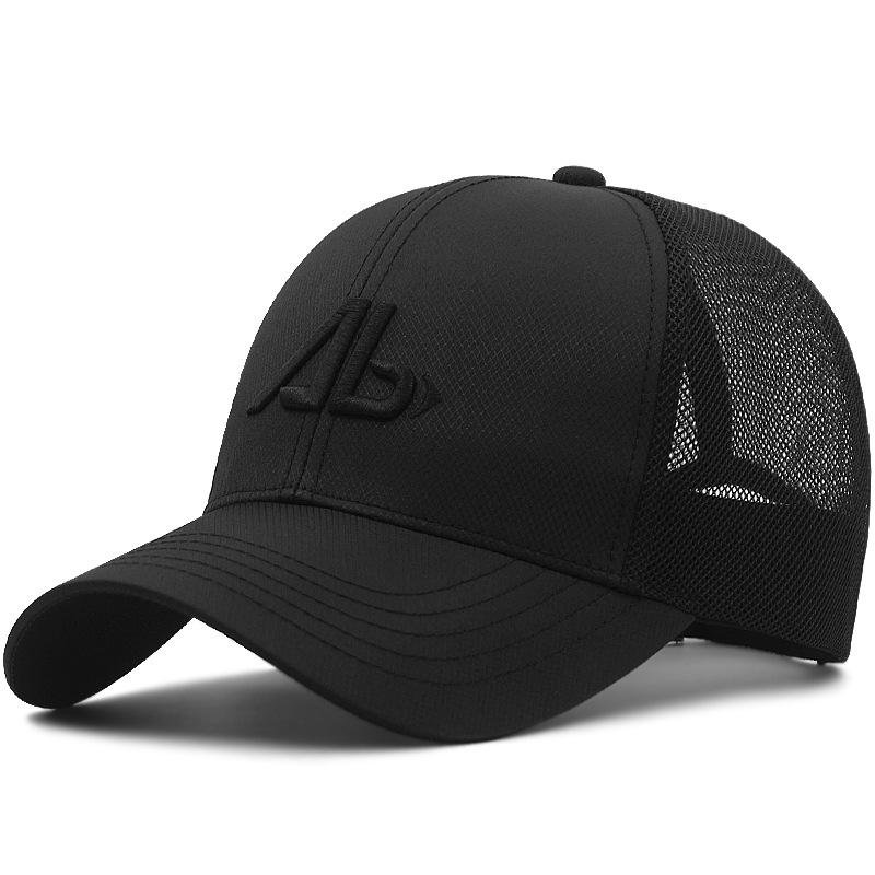 Big Head Hat Baseball Cap Men's Hat Half Mesh Hard Top Quick Drying Breathable Sun Cap Cap