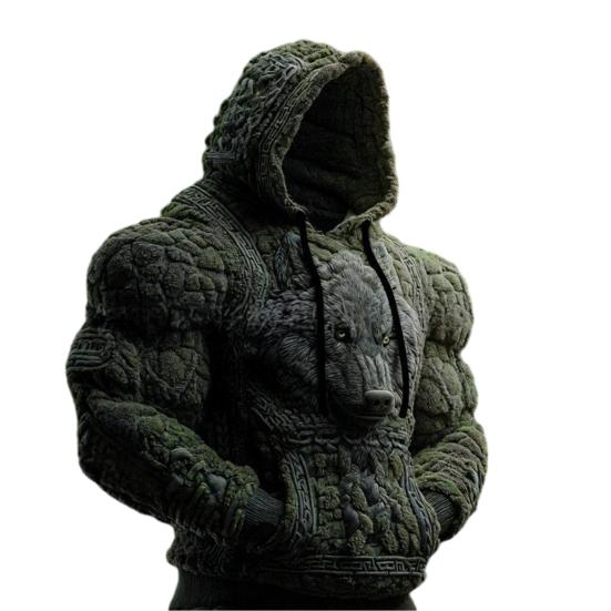 Мужская толстовка с капюшоном на шнурке с длинным рукавом, толстовка с 3D-цифровой печатью, уличный стиль, повседневная одежда для спортзала