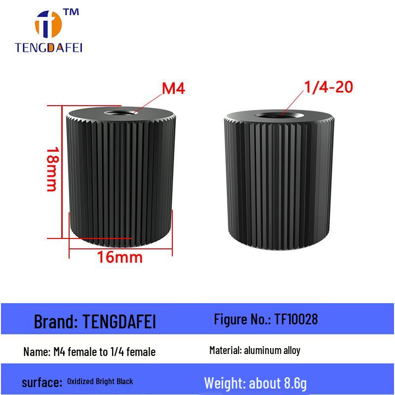 Reversible 1/4" Male To 3/8" Female Adapter for Camera Tripod Ball Head with M4-M8 Conversion Screws
