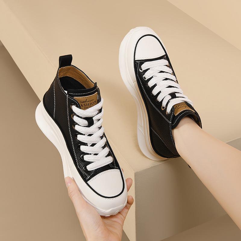 Осенние новые женские модные повседневные туфли на платформе и платформе с молнией, белые туфли с высоким берцем