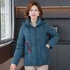 Mom winter padded jacket medium and old women's padded jacket short padded jacket warm embroidered flower women's top winter