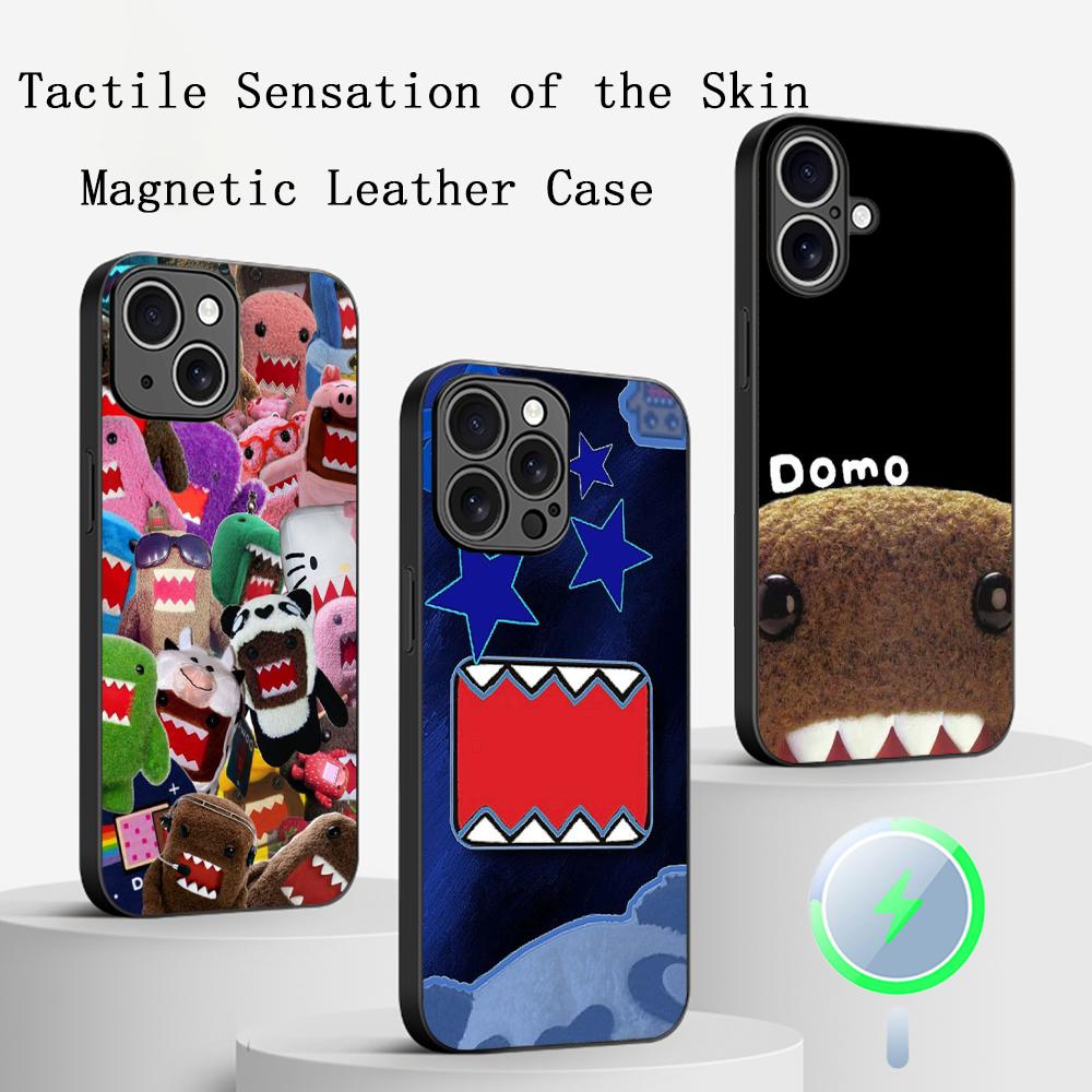 Domo kun new cute cartoon pattern Phone Case For iPhone 17 16 15 14 13 12 Plus Pro Max  High-end Luxury Magsafe Sheepskin