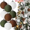 9PC/Set Foam Party Christmas Ball Ornaments Xmas Tree With Twine Hanging Loop Window Decoration Linen Rope Farmhouse