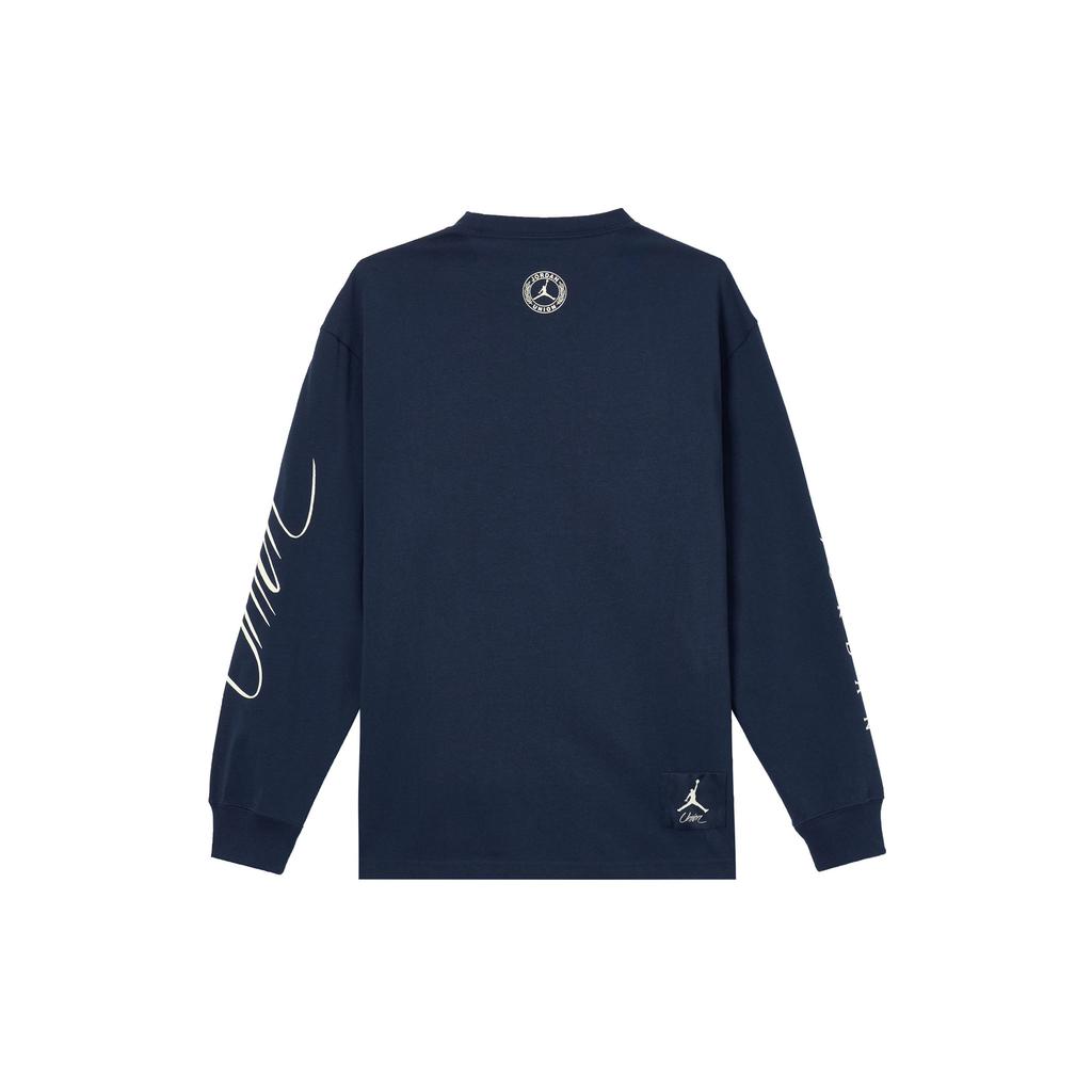 Jordan Футболка X Union MJ L/S (Азия) Мужская уличная одежда темно-синего цвета/кокосового молока College DV7342-419
