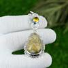 Natural Fossil Coral Gemstone Pendant Yellow 925 Sterling Silver Indian Jewelry