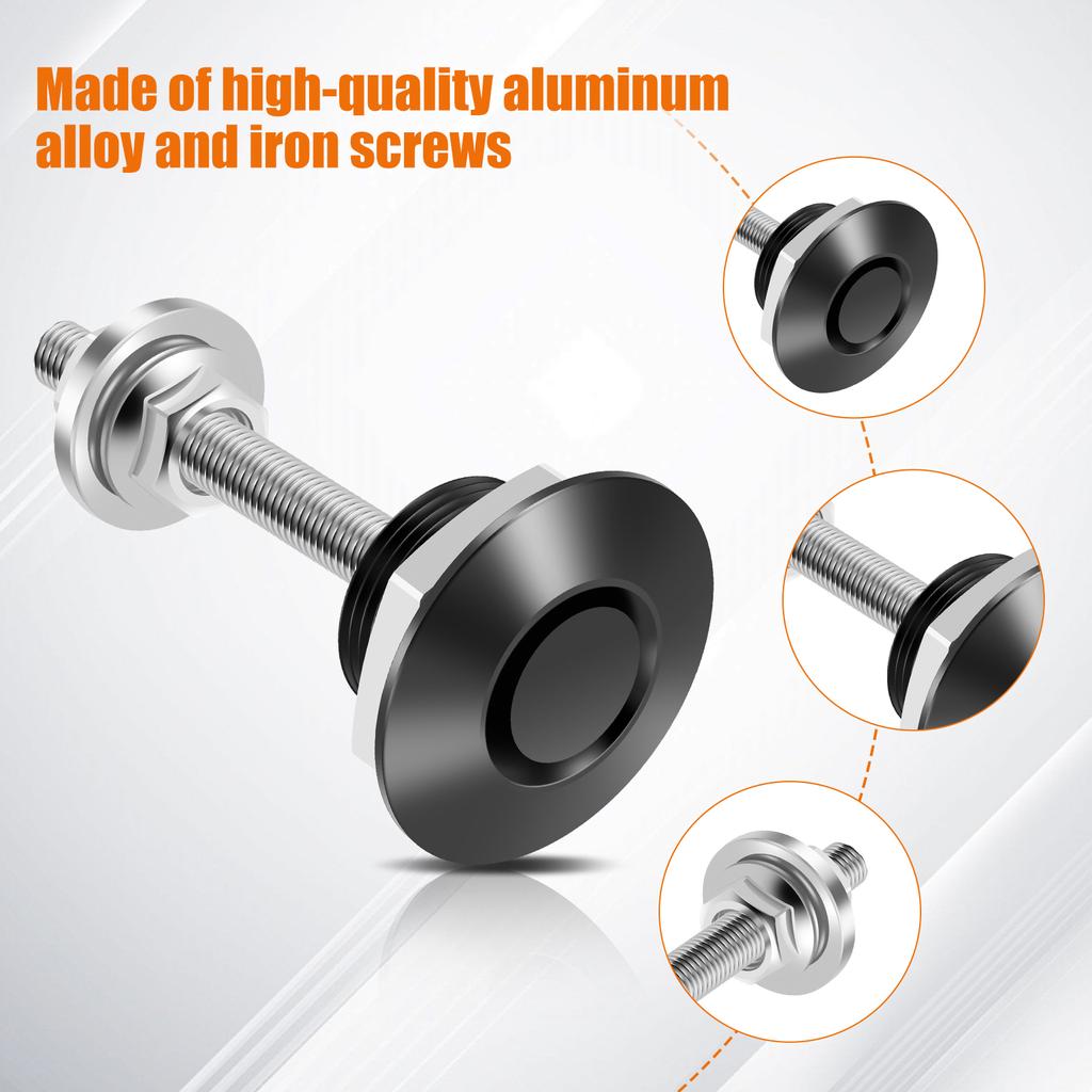 1.19" Universal Car Hood Pins Lock Clip Kit Quick Release Bonnet Lock Set Aluminium Alloy Vehicle Quick Latch Hood Pins