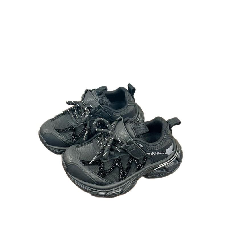 Youth style shoes Kids Chunky Sneakers Girls Boys Lightweight Breathable PU Sole Magic Tape Sport Shoes