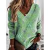 2023 Autumn/Winter Plus Size V-Neck Loose Fit Printed Sweatshirt for Women