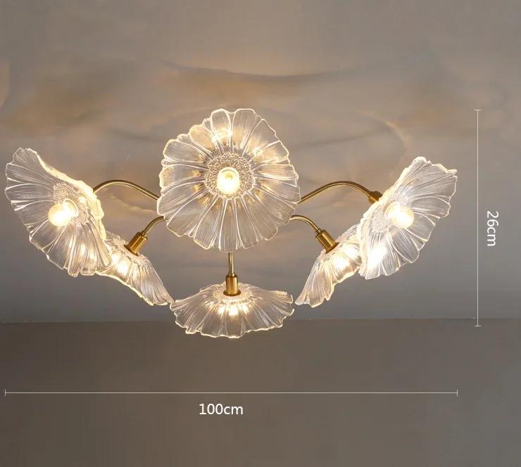 Modern Minimalist Lotus Chandelier Nordic Glass LED Chandelier Bedroom Interior Home Decoration Luxurious Living Room Lighting