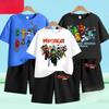 Футболки и шорты Ninjago 2025 года с принтом в виде мультфильмов и аниме, шорты с короткими рукавами для мальчиков и девочек, комплект из двух предметов, летний детский комплект с короткими рукавами