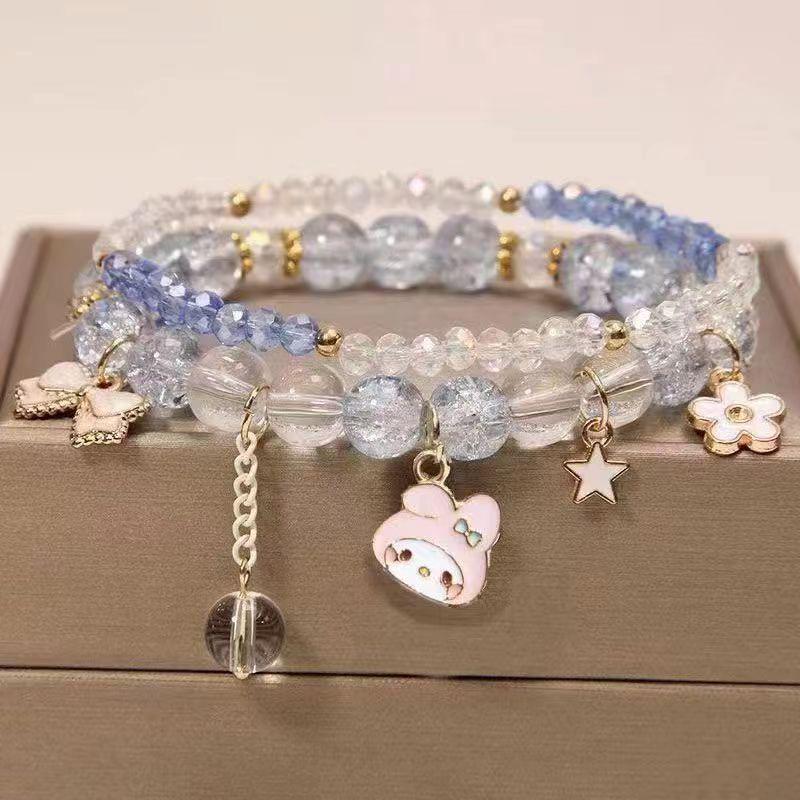 Children's Cartoon Crystal Beaded Bracelet - Cute Layered Jewelry for Girls & Best Friends