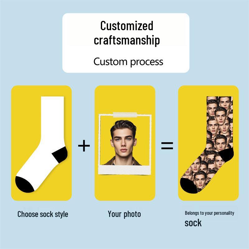 Пользовательские 3D Носки до середины икры для пары с логотипом - Креативный осенне-зимний тренд, Персонализированный дизайн с изображением