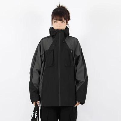 Уличная куртка Techwear, женские ветровки, винтажные спортивные куртки в стиле Харадзюку, уличный анорак на молнии с капюшоном