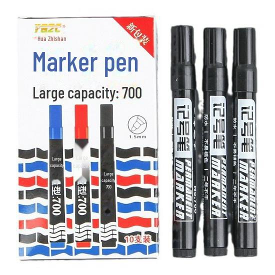 Черный маркер на масляной основе Spot 700 — большой емкости, водонепроницаемый, быстросохнущий, заправляемый, с широким наконечником.