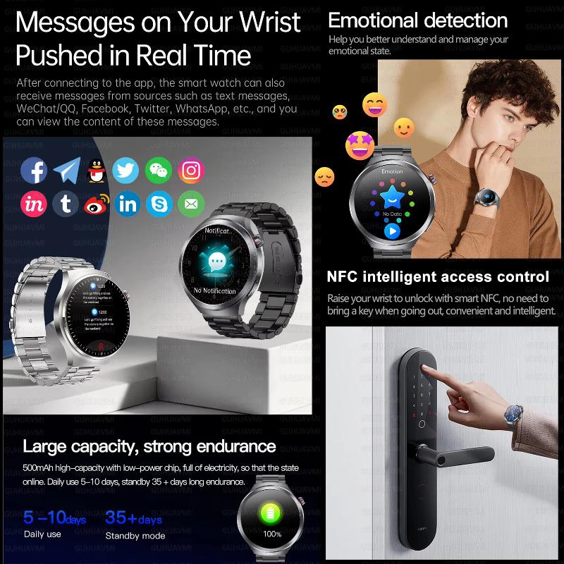2025 New Health Trackr Uric Acid Blood Lipids Smart Watch Blood Pressure ECG+PPG Clock Body Analysis Smartwatchs Men Emotional Detection