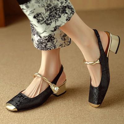 Мода 2024 года, летняя новая модная верхняя одежда для женщин, туфли на высоком каблуке, цветные, легкие, с ремешком сзади, универсальные, удобные, женские одинарные туфли