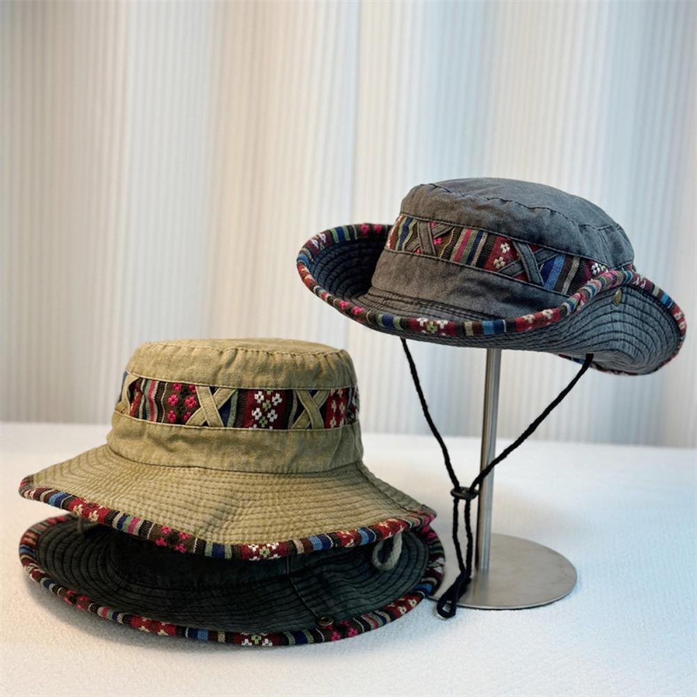 National Wind Western Cowboy Hat Vintage Men Mountaineering Hat Outdoor Anti-uv Bucket Hat Fishing