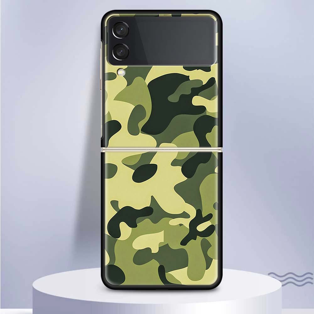 Камуфляжный военный чехол для телефона Samsung Galaxy Z Flip 5 4 3 5G, черный твердый чехол ZFlip 5 4 3, роскошный противоударный чехол-бампер