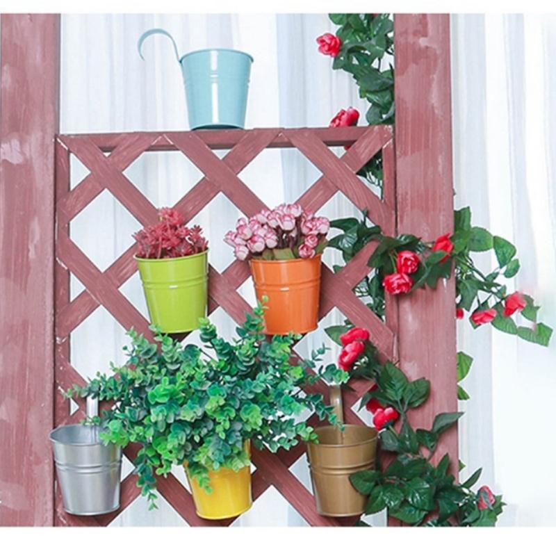 Hanging Planter Flower Holders with Detachable Hooks for Indoor Outdoor Garden Balcony Fence Railing Decoration