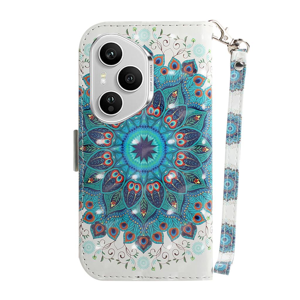 For Honor 400 Pro 5G (Global) Case Pattern Printing Leather Wallet Phone Cover with Wrist Strap