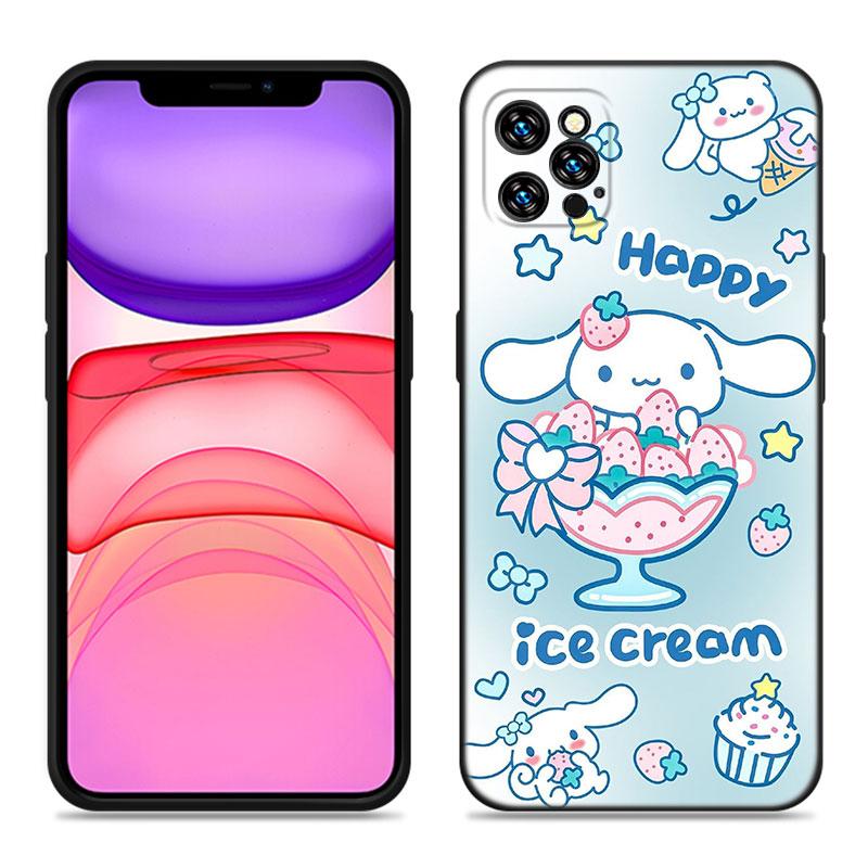 Кавайный чехол Cinnamoroll для Apple iPhone 12 13 Mini 11 14 15 Pro Max 7 8 Plus X XR XS SE 2020 2022 Черный силиконовый чехол