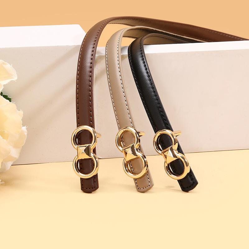 Летнее платье Декоративный кожаный тонкий ремень Женский стиль костюма Тонкий ремень Черный джинсовый ремень