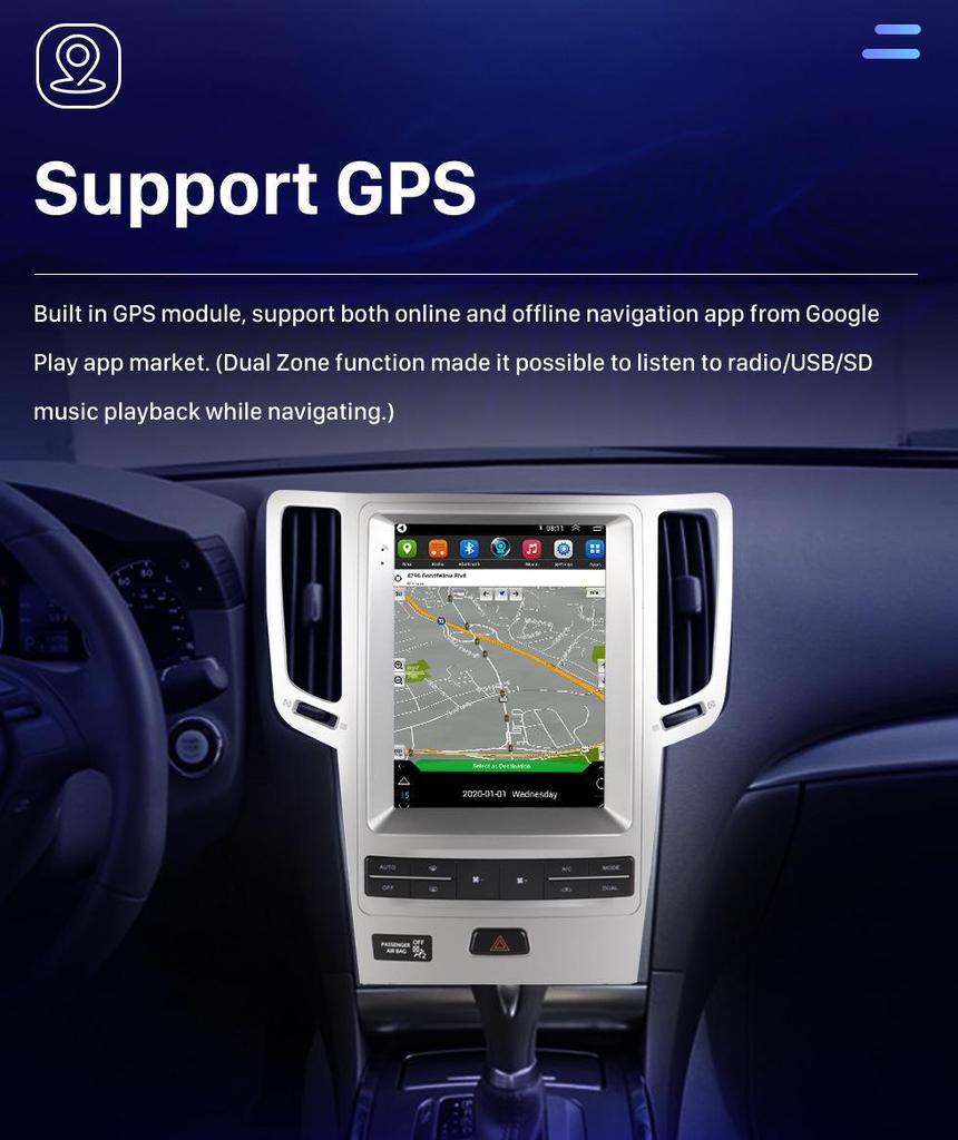 Wireless CarPlay Navigation for 2008-2015 Infiniti G37, G25, G35 GX