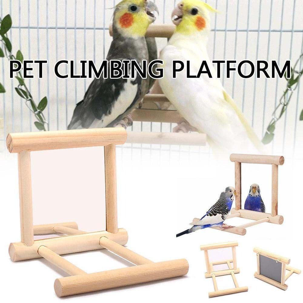 Parrot Parakeets Cockatiel Mirror Stand Bird  Supplies Parrot Standing Swing Bird Perch Mirror Toy