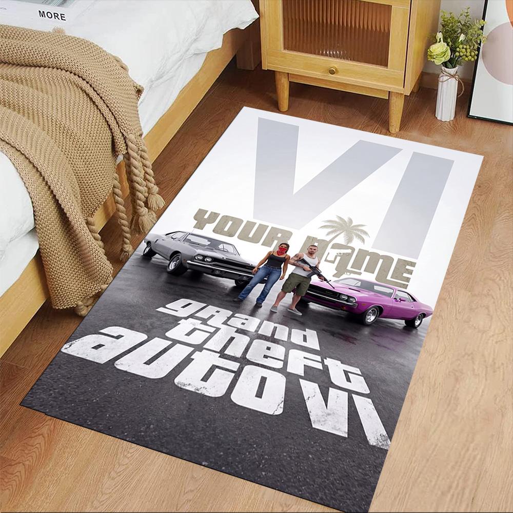 Grand Theft Auto Personalized Name Floor Mat Suitable for Playrooms Dining Room Kitchen Foyer Anti-slip Rug Office home decor Gift for Festivals