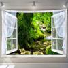 Imitation Window Flower Forest Landscape Painting Tapestry Wall Hanging Bohemian Style Psychedelic Mandala Home Decoration