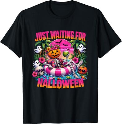 Just Waiting for Halloween Summerween Spooky Summer Skeleton Unisex T-Shirt