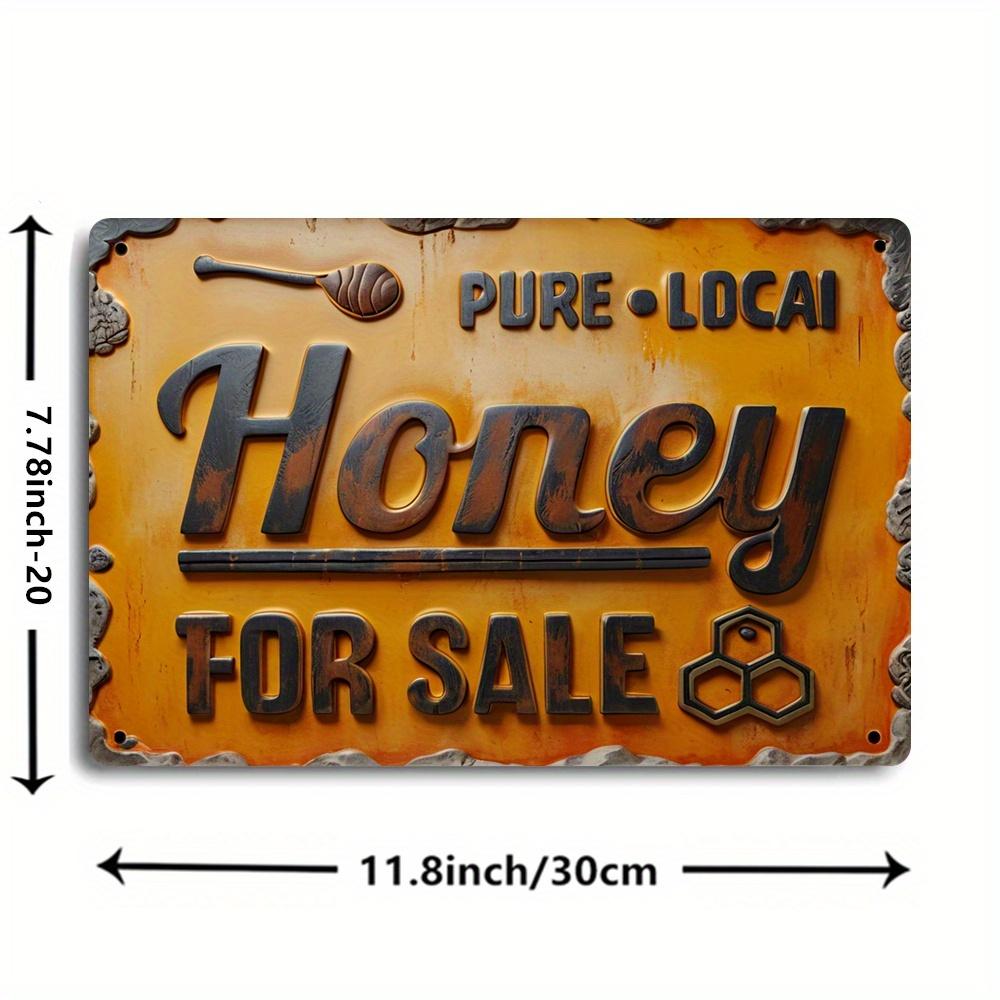 Vintage Style Colorful Metal Sign - "Honey For Sale" | 8X12 Inches | Perfect for Home, Kitchen, Bedroom, Patio, Cafe, Man Cave