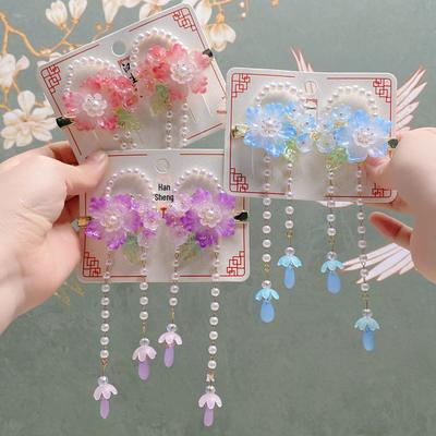 Детская заколка для волос Hanfu Flower Tassel Hairpin от Hanchen - аксессуары для волос для девочек в старинном стиле