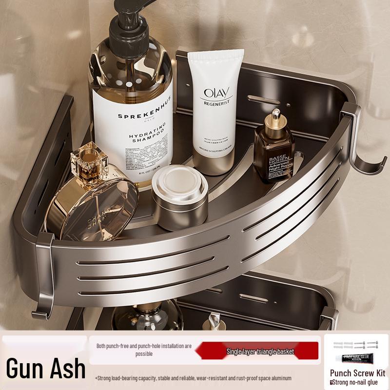 Металлический без сверления Комбинированная полка и вешалка для полотенец для ванной