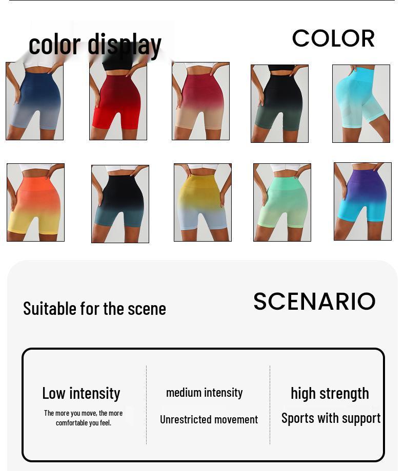 Бесшовные градиентные шорты для йоги с высокой талией - Женские персиковые, подчеркивающие ягодицы, утягивающие, трехчетвертные, для бега и фитнеса